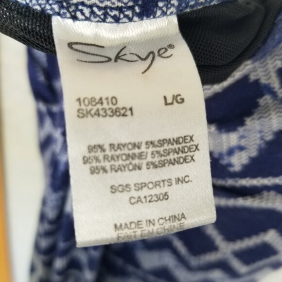 Skye Demi Bandeau Dress Size Large Built-in Bra Stretch Knit Halter Tie Indigo - Picture 7 of 11